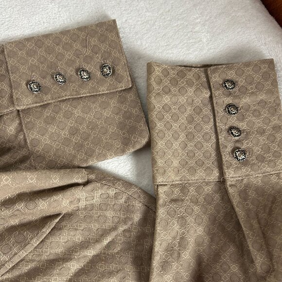 Wah Maker Vintage Collection Womens XXL Beige Jacquard Long Sleeve Shirt USA - Picture 5 of 8